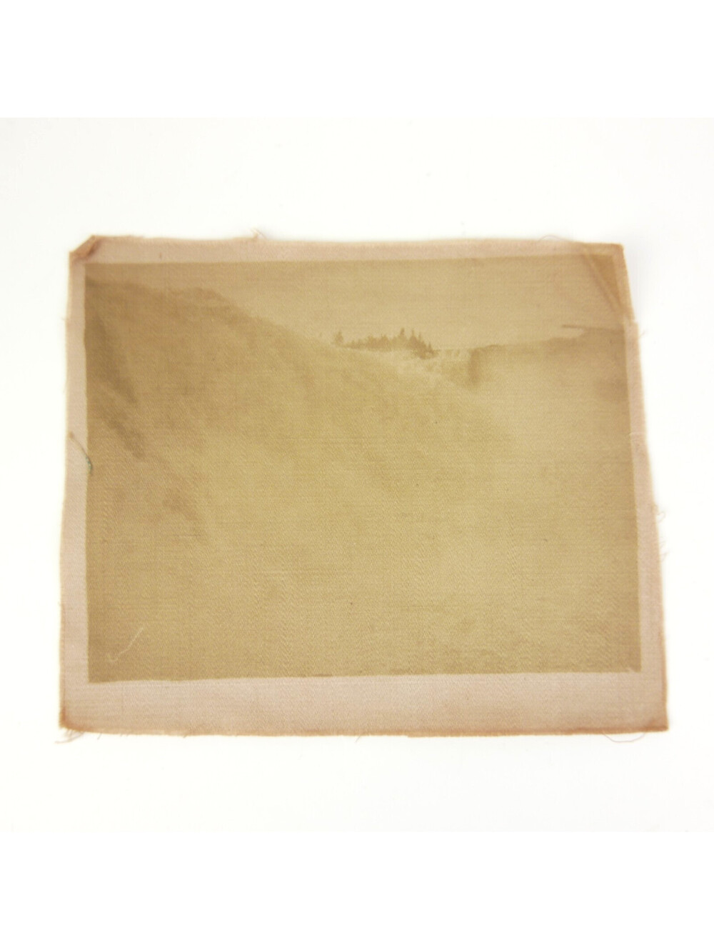 Antique Niagara Falls Souvenir Fabric Photograph Patch Twill Cloth Printed Sepia
